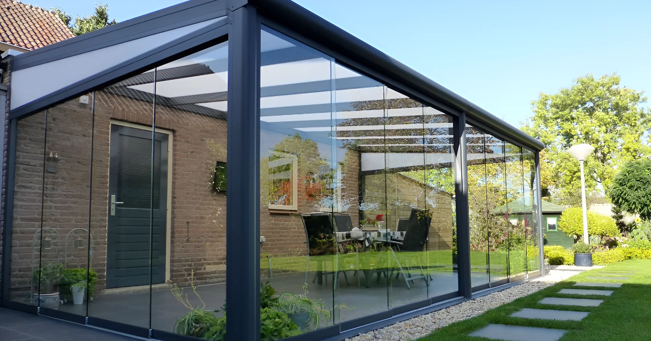 Deponti Glass Sliding Doors Aluminium Pergola Attached To The House Afadd495 459b 4687 A357 D934944ddf3b